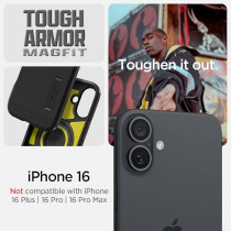 Spigen Tough Armor Magfit Ai Designed For Iphone 16 Case Cover Magsafe Compatible, Black