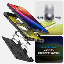 Spigen Tough Armor Magfit Ai Designed For Iphone 16 Case Cover Magsafe Compatible, Black
