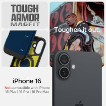 Spigen Tough Armor Magfit Ai Designed For Iphone 16 Case Cover Magsafe Compatible, Navy Blue