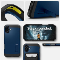 Spigen Tough Armor Magfit Ai Designed For Iphone 16 Case Cover Magsafe Compatible, Navy Blue