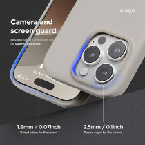 Elago Magnetic Leather Case For iPhone 16 Pro Compatible With Magsafe, Vegan Leather, Shockproof, Water-Resistant, Light Grey