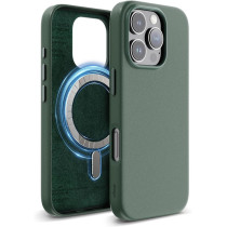 Elago Magnetic Leather Case For iPhone 16 Pro Compatible With Magsafe, Vegan Leather, Shockproof, Water-Resistant, Midnight Green