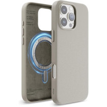 Elago Magnetic Leather Case For iPhone 16 Pro Max Compatible With Magsafe, Vegan Leather, Shockproof, Water-Resistant, Light Grey