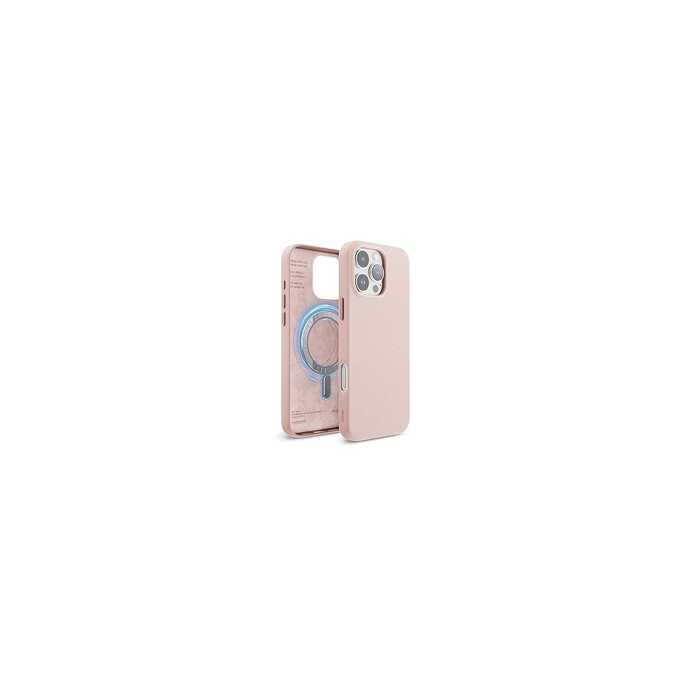 Elago Magnetic Leather Case For iPhone 16 Pro Max Compatible With Magsafe, Vegan Leather, Shockproof, Water-Resistant, Lovely Pink