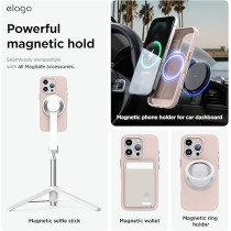 Elago Magnetic Leather Case For iPhone 16 Pro Max Compatible With Magsafe, Vegan Leather, Shockproof, Water-Resistant, Lovely Pink