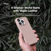 Elago Magnetic Leather Case For iPhone 16 Pro Max Compatible With Magsafe, Vegan Leather, Shockproof, Water-Resistant, Lovely Pink