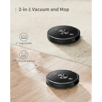 Ultenic D5s Pro Robot Vacuum Cleaner, 3000Pa, Wi-Fi Connected, Mopping Function, Super-Thin, Alexa, App Control, Boundary Strips Included, Self-Charging Robotic Vacuum for Pet Hair Hard Floor Carpet, Black, 1 Year Warranty