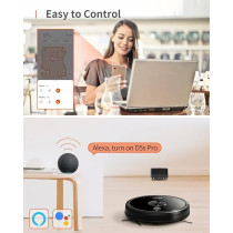 Ultenic D5s Pro Robot Vacuum Cleaner, 3000Pa, Wi-Fi Connected, Mopping Function, Super-Thin, Alexa, App Control, Boundary Strips Included, Self-Charging Robotic Vacuum for Pet Hair Hard Floor Carpet, Black, 1 Year Warranty