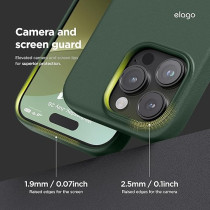 Elago Magnetic Leather Case For iPhone 16 Pro Max Compatible With Magsafe, Vegan Leather, Shockproof, Water-Resistant, Midnight Green