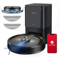 Ultenic T10 Elite Robot Vacuum Cleaner with Mop, Robotic Vacuum Self Emptying for 45 Days Hands-Free, LiDAR Navigation, Compatible with Alexa/Wi-Fi Connected, Ideal for Pet Hair, Hard Floor and Carpet, Black, 1 Year Warranty