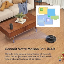 Ultenic T10 Elite Robot Vacuum Cleaner with Mop, Robotic Vacuum Self Emptying for 45 Days Hands-Free, LiDAR Navigation, Compatible with Alexa/Wi-Fi Connected, Ideal for Pet Hair, Hard Floor and Carpet, Black, 1 Year Warranty