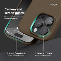 Elago Magnetic Leather Case For iPhone 16 Pro Max Compatible With Magsafe, Vegan Leather, Shockproof, Water-Resistant, Taupe