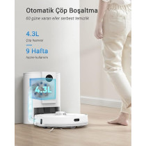 Ultenic T10 Robot Vacuum Cleaner with Mop, Self-empty Base, 3000Pa, Laser Navigation, Wi-Fi Connected, App Control, Multi-floor Mapping, Self-charging Robotic Vacuum for Pet Hair Hard Floor Carpet, White, 1 Year Warranty