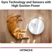 Hitachi Robot Wet And Dry Vacuum Cleaner with WIFI Control, 2700Pa Strong Suction Power, Laser-Based LiDAR Navigation, Multi-Floor Mapping, Stair Safety, Max Runtime-Min-170, RVX15N, White, 1 Year Warranty