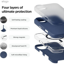 Elago Magnetic Liquid Silicone For iPhone 16 Case Cover Compatible With Magsafe Shockproof, Jean Indigo