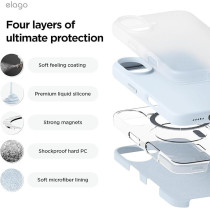 Elago Magnetic Liquid Silicone For iPhone 16 Case Cover Compatible With Magsafe Shockproof, Light Blue