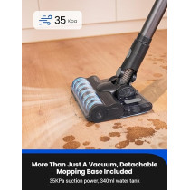 Proscenic P11 Mopping Cordless Vacuum Cleaners for Home, 35Kpa Stick Vacuum Cleaner With Wet Mop Combo,Touch Screen, Vacuum Equipped 5-Stage Filtration System, Hardwood Floor Vacuum for Pet Hair, Car, Black/Grey, 1 Year Warranty