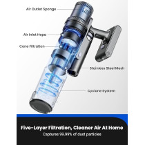 Proscenic P11 Mopping Cordless Vacuum Cleaners for Home, 35Kpa Stick Vacuum Cleaner With Wet Mop Combo,Touch Screen, Vacuum Equipped 5-Stage Filtration System, Hardwood Floor Vacuum for Pet Hair, Car, Black/Grey, 1 Year Warranty