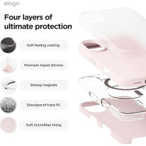 Elago Magnetic Liquid Silicone For iPhone 16 Case Cover Compatible With Magsafe Shockproof, Lovely Pink