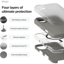 Elago Magnetic Liquid Silicone For iPhone 16 Case Cover Compatible With Magsafe Shockproof, Medium Gray