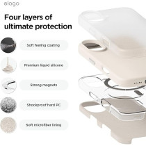 Elago Magnetic Liquid Silicone For iPhone 16 Case Cover Compatible With Magsafe Shockproof, Stone