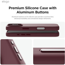 Elago Magnetic Liquid Silicone For iPhone 16 Pro Case Cover Compatible With Magsafe Shockproof, Burgundy