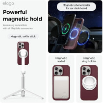 Elago Magnetic Liquid Silicone For iPhone 16 Pro Case Cover Compatible With Magsafe Shockproof, Burgundy