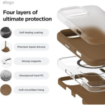 Elago Magnetic Liquid Silicone For iPhone 16 Pro Case Cover Compatible With Magsafe Shockproof, Brown