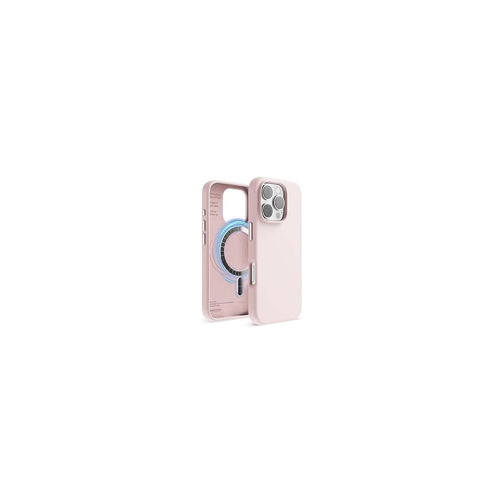Elago Magnetic Liquid Silicone For iPhone 16 Pro Case Cover Compatible With Magsafe Shockproof, Lovely Pink