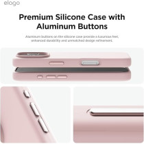 Elago Magnetic Liquid Silicone For iPhone 16 Pro Case Cover Compatible With Magsafe Shockproof, Lovely Pink