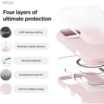 Elago Magnetic Liquid Silicone For iPhone 16 Pro Case Cover Compatible With Magsafe Shockproof, Lovely Pink