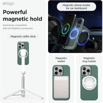 Elago Magnetic Liquid Silicone For iPhone 16 Pro Case Cover Compatible With Magsafe Shockproof, Midnight Green