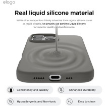 Elago Magnetic Liquid Silicone For iPhone 16 Pro Case Cover Compatible With Magsafe Shockproof, Medium Gray