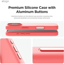 Elago Magnetic Liquid Silicone For iPhone 16 Pro Case Cover Compatible With Magsafe Shockproof, Pink
