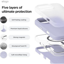 Elago Magnetic Liquid Silicone Compatible With iPhone 16 Pro Case Cover Compatible With Magsafe Shockproof, Purple