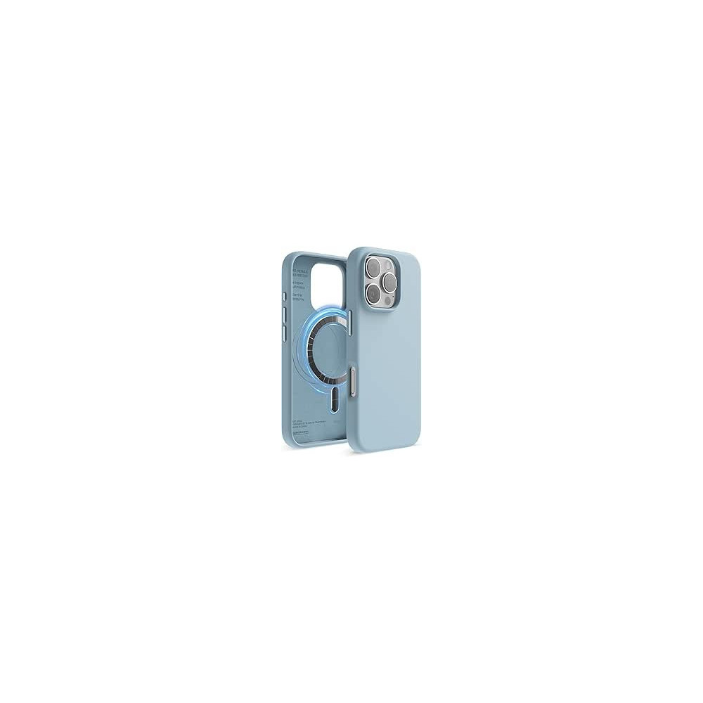 Elago Magnetic Liquid Silicone For iPhone 16 Pro Case Cover Compatible With Magsafe Shockproof, Sky Blue