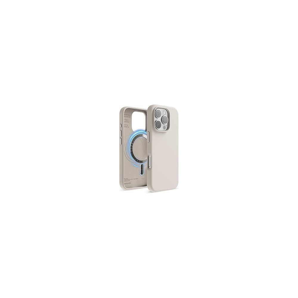 Elago Magnetic Liquid Silicone For iPhone 16 Pro Case Cover Compatible With Magsafe Shockproof, Stone
