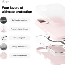Elago Magnetic Liquid Silicone For iPhone 16 Plus Case Cover Compatible With Magsafe Shockproof, Lovely Pink