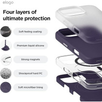 Elago Magnetic Liquid Silicone For iPhone 16 Pro Max Case Cover Compatible With Magsafe Shockproof, Deep Purple