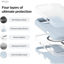 Elago Magnetic Liquid Silicone For iPhone 16 Pro Max Case Cover Compatible With Magsafe Shockproof, Light Blue