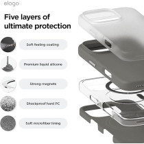 Elago Magnetic Liquid Silicone For iPhone 16 Pro Max Case Cover Compatible With Magsafe Shockproof, Medium Gray