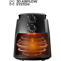 Evvoli Air Fryer 4 Litres With Timer Temperature, Adjustable Control And 8 Preset Programs,1500W, EVKA-AF4001BS, Black