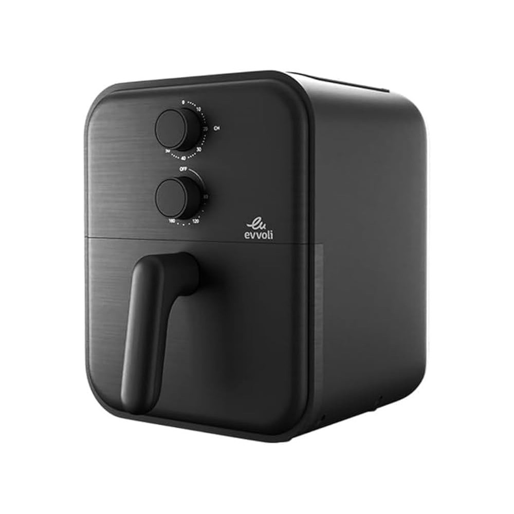 Evvoli Air Fryer 3.8 Liters With Timer Temperature Adjustable Control And 8 Preset Programs, 1600W, EVKA-AF3801B, Black