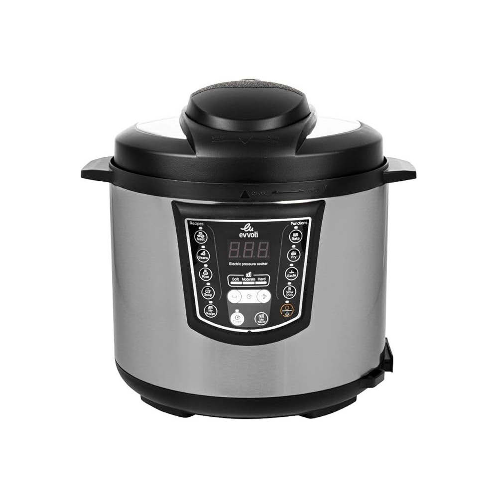 Evvoli 9-In-1 Multi-Use Programmable Pressure Cooker, 6L, 1000W, Digital LED Display, EVKA-PC6009B, Black