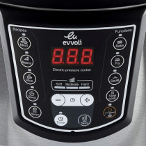 Evvoli 9-In-1 Multi-Use Programmable Pressure Cooker, 6L, 1000W, Digital LED Display, EVKA-PC6009B, Black