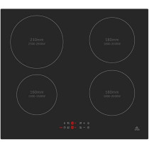 Evvoli Built-In Induction Hob, 4 Burners, Soft Touch Control With 9 Stage Power Setting And Safety Switch, EVBI-IH604B, Black