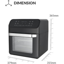 Evvoli Air Oven 12 Liters With Multi-Functions Digital Control Panel Display And 8 Preset Programs 1850W, EVKA-AO1212B, Black