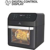 Evvoli Air Oven 12 Liters With Multi-Functions Digital Control Panel Display And 8 Preset Programs 1850W, EVKA-AO1212B, Black