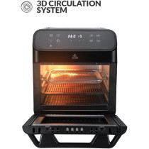 Evvoli Air Oven 12 Liters With Multi-Functions Digital Control Panel Display And 8 Preset Programs 1850W, EVKA-AO1212B, Black