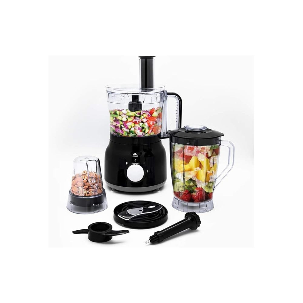 Evvoli 600W Food Processor 2.0L With Blender And Grinder Different Functions, Black, EVKA-FP20B